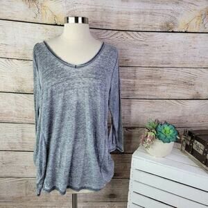 Cyrus Women's Gray Faded Long Sleeve Scoop Neck Distressed Sweater‎ Size Medium